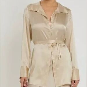Reformation Cream Satin Blouse